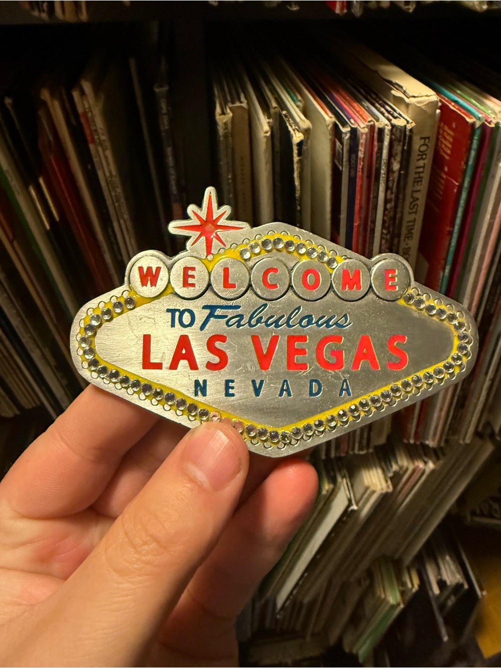 Las Vegas Silver and Red Welcome Sign Pewter Belt Buckle